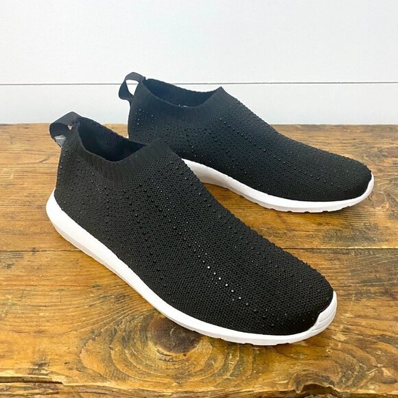 Cynthia Rowley Rhinestone Black Knit Comfort Slip On Sock Sneakers, Size 9.5 - Picture 1 of 11